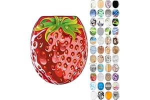 Sanilo Soft Close Toilet Seat, Wide Choice of New Toilet Seats, Stable Hinges, Easy to Mount (Strawberry)