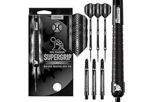 ‎HARROWS Harrows SUPERGRIP Black Edition Dartset mit 90% Wolframstahlspitze. Erhältlich in 21 g, 22 g, 23 g, 24 g, 25 g, 26 g, 28 g und 30 g – inklusive Supergrip-Schäften und Supergrip-Flights