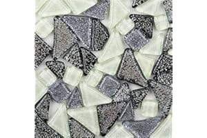 ANKTILY 200g Assorted Colors Glass Mosaic Tiles Irregular Glitter Crystal Mosaic Stones Glass Pieces for Home Decoration or Crafts(Pure)