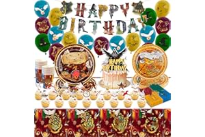 Geburtstag Deko Ballon Partygeschirr Kinder- Wizard Ballons Pappteller Tischdecke Banner Tortendeko Cake Topper Kindergeburtstag Junge Mädchen Birthday Party Tableware Supplies Teller Servietten Tasse