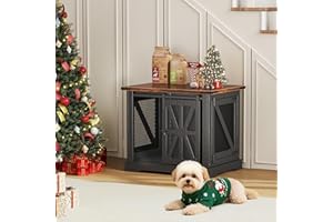 OCTORO Hundekäfig, 73 cm Hundebox, Dreitüriger Hundekäfig für zu Hause, Schiebetür, Modernes Holz-Hundehäuschen, Kleine Hunde und Welpen, Verstärktes Design, 73x51x60 cm, Schwarz