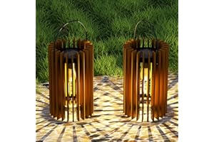MALUX Lot de 2 lanternes solaires en rotin pour l'extérieur - Lampes LED suspendues avec indice de protection IP44 pour terrasse, décoration de jardin, véranda, table, maison