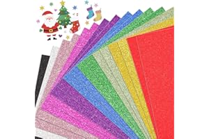 ‎VGOODALL VGOODALL Glitzerpapier zum Basteln, 20 Blatt A4 10 Farben 250g/m² Glitzer Kartonpapier, Buntes Bastelpapier für Weihnachtskarten, Weihnachtsdeko, Geschenkverpackung und DIY-Projekte