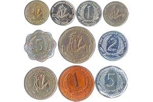 HOBBY OF KINGS 10 Vecchie Monete Da Stati Dei Caraibi Orientali (oecs). Dollaro Di Monete Da Collezione, Centesimi. Per La Vostra Moneta Bancaria, Portaoggetti Monete O Album Di Moneta