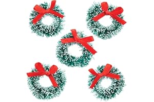 Baker Ross AV880 Mini Christmas Wreaths - Pack of 6, Holiday Embellishments for Kids Card Making, Decorating, Model Making and Arts and Crafts Activities