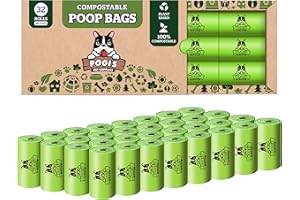 POGI'S PET SUPPLIES Sacchettini Compostabili per Pupù Pogi - 32 Rotoli (480 Sacchettini) - Creati con Materiali vegetali, Certificati Come Sacchetti per Escrementi per Cani compostabili a casa