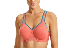 SYROKAN Women's High Impact Sports Bra Underwire Full Support Racerback Padded Running Bra