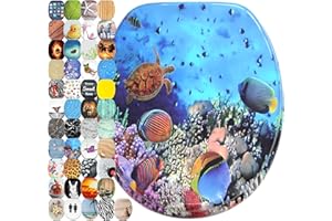 Sanilo Abattant WC frein de chute, Grande sélection de lunettes de toilette avec abaissement automatique, Fixation facile (Ocean)