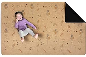 LITTLE LEMON – mata do raczkowania, dywan dla niemowląt, korek i naturalny kauczuk, 180 x 115 cm, bez BPA i szkodliwych substancji, antypoślizgowa