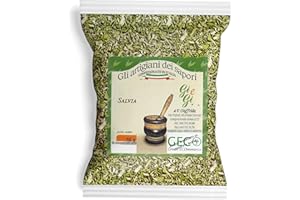 GECO GREEN ECOMMERCE Salvia in Foglie Essiccata al Sole - Busta da 50 gr | Gluten Free Vegan | Erba Aromatica Secca Coltivata in Sicilia Qualità Premium 100% Natutale - Sapore Piccante E Amarognolo (Salvia Secca)