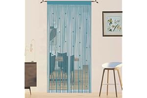 QiBoYuYe Beaded Door Curtain Fly Screen for Doors Window String Curtains Room Dividers Doorways Panel Living Bedroom Closet Drapes (blue, 90x200cm)