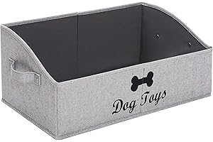 MOREZI Caja de almacenamiento de juguetes para perros trapezoidal, adecuada para guardar juguetes para perros, ropa para perros y otros suministros para mascotas-Raya gris