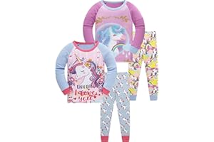SOIBEEN Mädchen Pyjamas Set Pyjamas 100% Baumwolle PJs Langarm Kurzarm Nachtwäsche 2-12 Jahre
