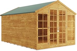 BillyOh Summerhouse Log Cabin 12 x 8 Wooden Garden Storage Shed Summer House Harper Apex Summerhouses (12x8)