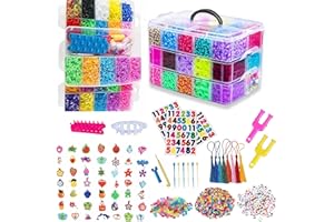 DASKID 15000+ Loom Bands Kit - Vibrant Colors Loom Bands – Rubber Bands Bracelet Making Kit with A,B,C Beads, Bracelet Connector and Tools with Storage Box - DIY Arts & Crafts Gift for Girls Her & Boys Him