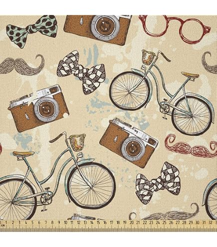 Tessuto Natalizio In 100% Cotone Con Elfi, Regali E Lanterne – 200x160 Cm, Certificato Öko-Tex, Bianco