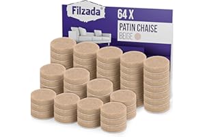 Filzada® 64x Patins en Feutre Auto-adhésifs - Ø 20 mm (Rond) - Beige - Patins en Feutre pour Meubles Professionnels avec Un Pouvoir adhésif idéal