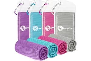 U-pick S Lot de 4 serviettes rafraîchissantes en microfibre douce et respirante pour yoga, sport, gym, entraînement, camping, fitness, course à pied, entraînement et autres activités (101,6 x 30,5 cm)