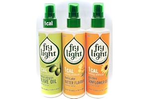 FRY LIGHT 3 x Frylight Mixed 1 x Extra Virgin Olive Oil & 1 x Sunflower Oil 1x Delicate Butter Cooking Spray 190 ml x 3 ( Pack of 3 )