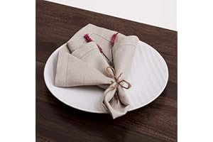D'Moksha Homes Natural Cloth Napkins 20 x 20 Inch Set of 4, 100% Pure Linen Napkins, Hemstitch Dinner Napkin, Fall Cloth Napkin, Perfect For Wedding, Party, Thanksgiving, Easy Care Machine Washable
