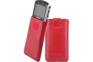 Original Favory Etui Tasche für / Emporia PURE / Leder Etui Handytasche Ledertasche Schutzhülle Case Hülle Lasche mit Rückzugfunktion* in rot