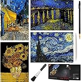 Scratch Art Tablo 4 Par&ccedil;a Vincent Van Gogh &Ccedil;izik G&ouml;kkuşağı Kağıt Seti Yetişkinler ve &Ccedil;ocuklar i&ccedil;in, Kendin Yap Eskiz Kartı Gr