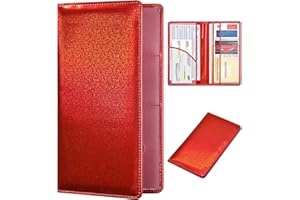 HERRIAT Car Registration and Insurance Card Holder,Glitter Leather Vehicle Glove Box Automobile Documents Paperwork Wallet Case Organizer for ID, Key Contact Information Cards,Men&Women