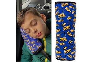 HECKBO Construction Cars car Seatbelt Pillow for Children - Machine Washable - Girl boy Kids Children Soft car seat Belt Cover Sleeping Pillows Protection car Travel Pillow Cushion Vacation