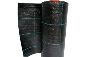 ONLYFLY Telo pacciamatura nero quadrettato verde in polipropilene antistrappo rotolo 100mt (1,05 mt)