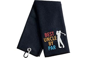 ZAKSEM Best Uncle by Par Funny Black Golf Towel, Embroidered Golf Towels with Clip for Uncle, Men, Golfer, Golf Lover, Retirement Christmas Birthday Gifts