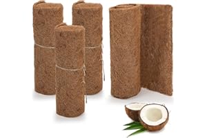 YOUEON 4Pcs Coconut Coir Liner Roll 100 x 30 cm Coco Liner Sheet Reusable Coconut Fiber Mat, Reptile Carpet, Snow Melting Mats Insulation Coconut Mat for Reptile, Planter, Flowerpot, Garden