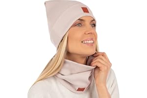 Mikos* Damen Set Mütze & Loop Baumwolle Long Beanie Hut mit Schal-Loop Herbst Winter Tolles Warm, Stretchy Elastischer, Wintermütze Junge-n Mädchen Streetwear 703
