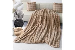 Emilie-Textil: Luxus Kunstfell Decke – Extra Weiche und Kuschelige Fell Tagesdecke, Pflegeleicht, Hautfreundlich, Kuscheldecke in 4 Größen und Farben