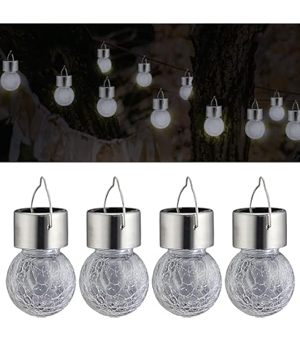 4er Set Solar-LED Kristall Lichter - Warmweiß, Glas & Edelstahl Für Außenbereich