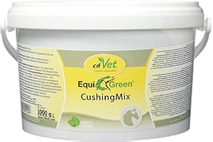 cdVet Naturprodukte EquiGreen CushingMix 1 kg, cavalli e pony, problemi metabolici, organismi disintossicanti, sostanze vitali, con pompioli di carpe e verdi