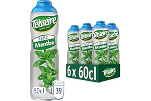 Teisseire Zéro Sucre, Sirop de Menthe Verte pour Boisson Rafraîchissante, Cocktails, Bidon 6x60cl