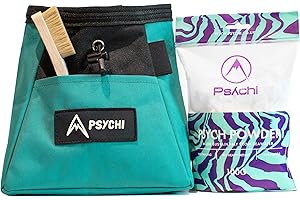 Psychi OG Climbing Chalk Bag Bucket Bundle - Starter Pack for Rock Climbing, Gym, Weightlifting - 7 Fun Colour Options - Includes Chalk Bucket, Loose Climbing Chalk & Bouldering Brush