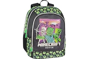 Franco Cosimo Panini Editore, ZAINO SCUOLA ORG.MINECRAFT MOVIE Unisex-Bambini e ragazzi, nero/verde, Medio