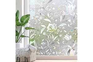 Zindoo Vinilos para Cristales Vinilo Adhesivo Cristal Patrón de Tulipanes 90 x 200cm Anti UV Proteger la Privacidad Vinilo Ventana Translucido para Dormitorio, Sala, Comedor, Cocina