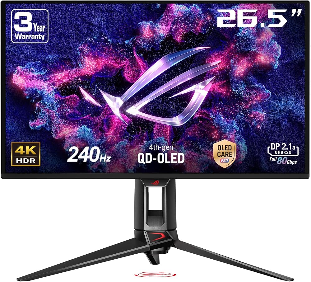 ASUS ROG Swift PG27UCDM 27 İnç 4K 240Hz OLED Gaming Monitör QD-OLED | OLED Care Pro, Neo Yakınlık Sensörü, Özel Soğutucu, %99 DCI-P3, PS5 ve Xbox için