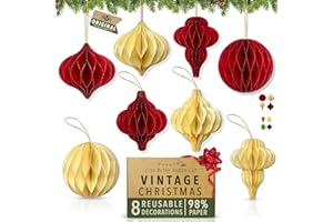 ITSY BITSY PARTY CO Wysokiej jakości dekoracje świąteczne wielokrotnego użytku - dekoracje choinkowe / świąteczna dekoracja domu - papierowe dekoracje świąteczne do wewnątrz, dekoracje świąteczne vintage - wiszące