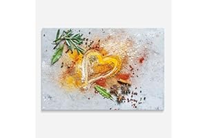 ARTHUB® Crédence de Cuisine en Verre 60x100 cm, Heart Spice Powders | Protection Contre Les éclaboussures, Revêtement Mural en Carreaux, Plaque en Verre, Verre trempé, Aliments, Épices