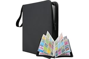 DISTOCK Raccoglitore Carte Pokemon 9 Tasche con Cerniera - 50 Fogli per 900 Carte – Album Pokemon Grande in Pelle Impermeabile
