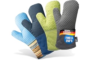 LAUTER SCHUTZ LauterSchutz® Guanti da forno in coppia - con rivestimento in silicone per un supporto e una resistenza al calore ottimali (calore di contatto: 250 °C) in diversi colori (Verde)