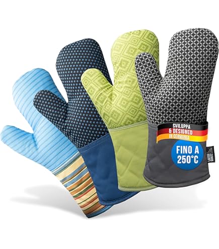 Guanti Forno BONTHEE - Set 2 Pezzi, Cotone E Silicone, Grigio Antracite