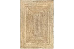 HAMID - Tapis Naturel, Alhambra Tapis 100% Fibre de Jute, Tressé à la Main, Tapis pour Salon, Salle à Manger, Chambre, Couloirs, Couleur Naturelle (120x170cm)