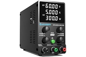 Jesverty DC Power Supply Variable, 0-60V 0-5A Adjustable Switching DC Regulated Bench Power Supply with High Precision 4-Digit LED Display, 5V/2A USB Port, Coarse and Fine Adjustment SPS-6005N
