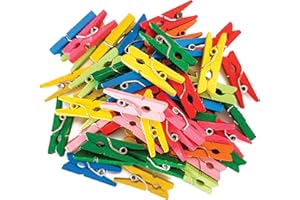 Interdruk - Mini Pinzas de Madera - Pinzas para Fotos Decoración - Mini Clips - Pinzas para la Ropa de Madera - Colores Surtidos