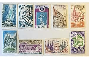 Timbre France - Lot de 9 Authentiques Timbres Neufs de Collection de France de 1978. Semeuse, Auray. Pour tous âges.