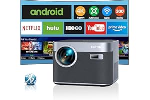 【Auto Focus/Keystone】 Proyector Android TV WiFi Bluetooth 1080P Full HD Nativo, 20000 Lúmenes TOPTRO Proyector 4K Soporte, Proyector Cine En Casa para Teléfono/TV Stick/PS5 USB HDMI AV